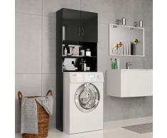 vidaXL Armario de lavadora aglomerado negro brillante 64x25,5x190 cm