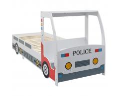 vidaXL Cama infantil forma de coche de policía y escritorio 90x200 cm