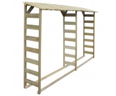 vidaXL Caseta para leña doble 300x44x176 cm madera de pino impregnada