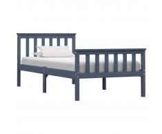 vidaXL Estructura de cama de madera maciza de pino gris 100x200 cm