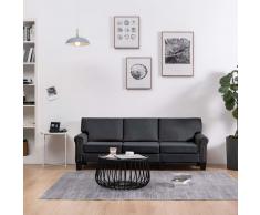 vidaXL Sofá de 3 plazas de tela gris oscuro