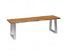 vidaXL Banco de madera maciza de acacia y acero inoxidable 140 cm