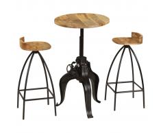vidaXL Juego de muebles de bar madera maciza mango 3 piezas