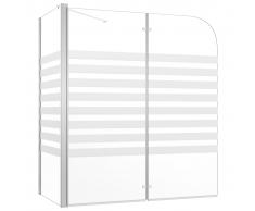 vidaXL Mampara de ducha de vidrio templado a rayas 120x68x130 cm