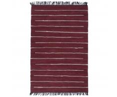 vidaXL Alfombra tejida a mano Chindi de algodón borgoña 160x230 cm