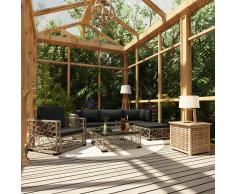 vidaXL Set de muebles de jardín 6 pzas y cojines ratán sintético gris