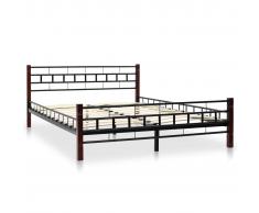 vidaXL Estructura de cama de metal y somier 140x200 cm poste madera