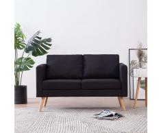 vidaXL Sofá de 2 plazas de tela negro