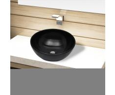 vidaXL Lavabo de cerámica negro redondo