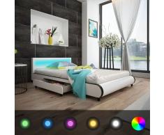 vidaXL Cabecero de Cama Blanco con LED 140 cm + Colchón Espuma Viscoelástica