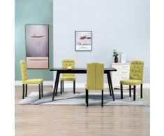 vidaXL Sillas de comedor 4 unidades de tela verde