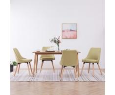 vidaXL Sillas de comedor 4 unidades tela verde