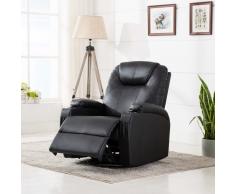 vidaXL Sillón eléctrico mecedora cuero sintético negro