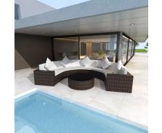 vidaXL Set muebles de jardín 6 piezas y cojines ratán sintético marrón