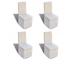 vidaXL Sillas de comedor 4 unidades de tela blanco crema