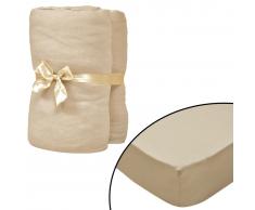 vidaXL Sábanas bajeras 190x200 cm algodón jersey beige 2 unidades