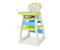 vidaXL Trona convertible 3 en 1 con mesa azul y verde