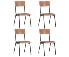 vidaXL Sillas de comedor 4 uds madera contrachapada y acero marrón