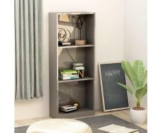 vidaXL Estantería 3 niveles aglomerado gris con brillo 40x24x108 cm