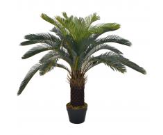 vidaXL Planta artificial palmera cica con macetero 90 cm verde