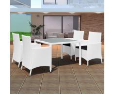 vidaXL Set de comedor de jardín 5 piezas ratán sintético blanco crema
