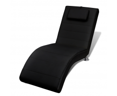 vidaXL Diván con almohada de cuero sintético negro