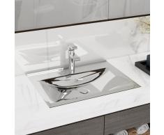 vidaXL Lavabo con rebosadero 60x46x16 cm cerámica plateado