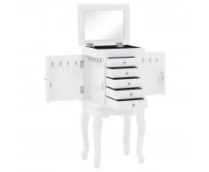 vidaXL Armario joyero de pie blanco