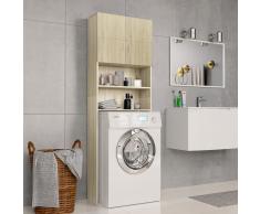 vidaXL Armario de lavadora aglomerado color roble Sonoma 64x25,5x190cm