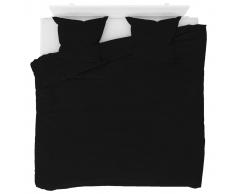 vidaXL Juego de funda de edredón negro 240x220/80x80 cm