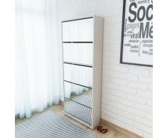 vidaXL Mueble zapatero 5 cajones con espejo blanco 63x17x169,5 cm