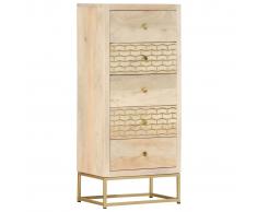 vidaXL Cajonera de madera maciza de mango dorado 45x30x105 cm