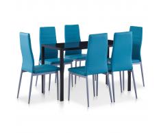 vidaXL Conjunto de mesa y sillas de comedor 7 piezas azul