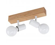 EGLO Foco LED Townshend 3 madera 2 bombillas blanco y beige