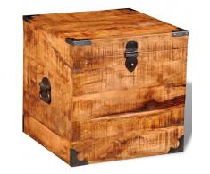 vidaXL Baúl de almacenamiento cúbico de madera de mango rugosa