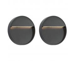 vidaXL Lámparas LED de pared para jardín 2 unidades redonda negra 3 W