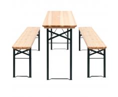 vidaXL Mesa de jardín con 2 bancos madera pino 177 cm