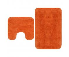 vidaXL Conjunto de alfombrillas de baño de tela 2 piezas naranja