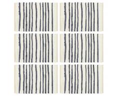 vidaXL Manteles individuales 6 unidades algodón azul y blanco 30x45 cm