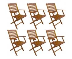 vidaXL Sillas plegables de jardín 6 unidades madera maciza de acacia