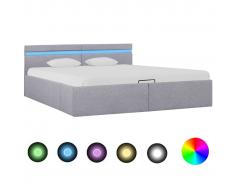 vidaXL Cama hidráulica con almacenaje y LED tela gris claro 180x200 cm