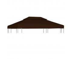 vidaXL Toldo de cenador 2 niveles marrón 310 g/m² 4x3 m