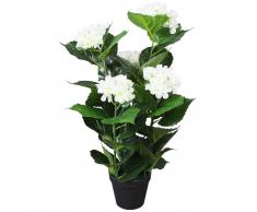 vidaXL Planta artificial hortensia con macetero 60 cm blanca