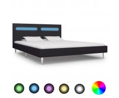 vidaXL Estructura de cama con LED tela negro 160x200 cm