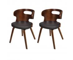 vidaXL Sillas de comedor 2 unidades cuero sintético marrón