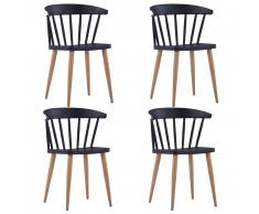vidaXL Sillas de comedor 4 unidades plástico y acero negro