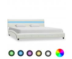 vidaXL Estructura de cama con LED de cuero sintético blanco 180x200 cm