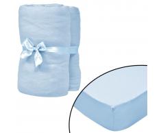 vidaXL Sábana bajera ajustable cuna 4 pzas algodón 60x120 cm celeste