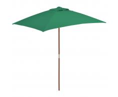 vidaXL Sombrilla de jardín con palo de madera 150x200 cm verde