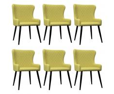 vidaXL Sillas de comedor 6 unidades tela verde